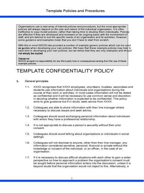 2025 Confidentiality Policy Template Fillable Printable Pdf And Forms Handypdf