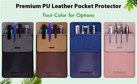 Wisdompro Pocket Protector 3 Pack Pu Leather Heavy Duty Pen Holder