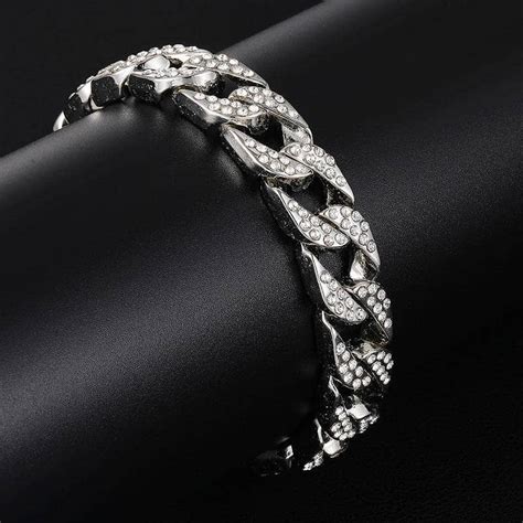 Miami Cuban Bling Iced Out Full Aaa Crystal Pave Bracelet With Butterfly Link Chain Hip Hop