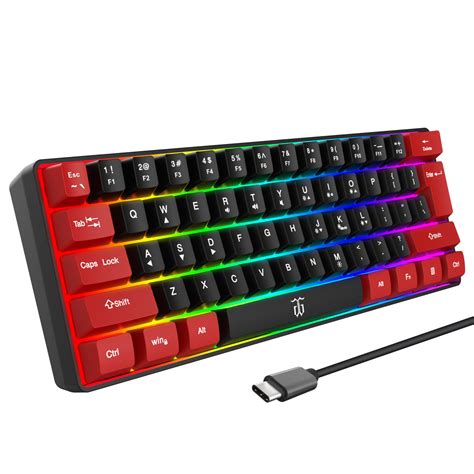 Snpurdiri 60 Wired Gaming Keyboard True Rgb Mini Keyboard Quiet Erg