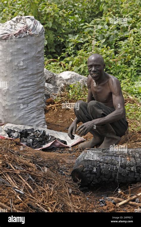 Local Man Making Charcoal Kenya July 2017 Stock Photo Alamy