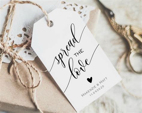 EDITABLE PDF Spread The Love Wedding Favor Tag Favour Label Square