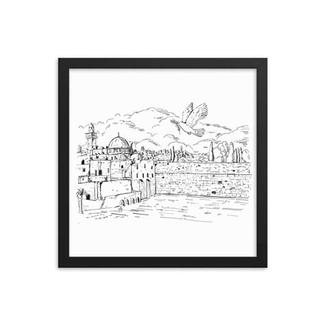 Jerusalem Line Drawing Wall Art Print Israeli Jerusalem Line Drawing