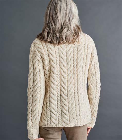 Classic Aran Womens Merino Super Soft Cable Button Cardigan Woolovers Au