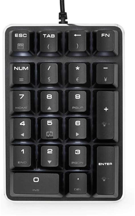 Qisan Teclado numérico mecánico con 21 Teclas de Color Blanco