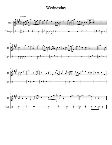 Wednesday Sheet Music For Flute Triangle Mixed Duet