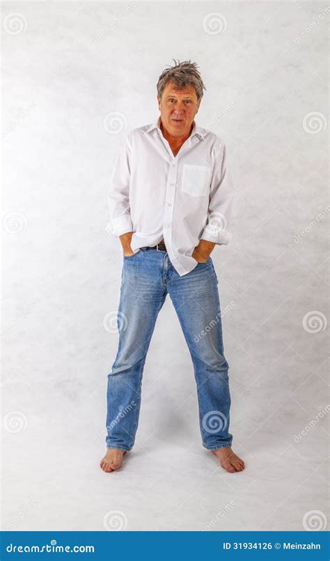 Mature Man Standing Up Against A White Background Stock Photo Image Of Look Mature