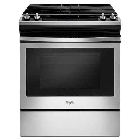 Whirlpool 5 Cu Ft Self Cleaning Slide In Gas Range Black On Stainless Common 30 In Actual