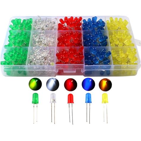 Buy Garta LED Diode 5 mm, 500 Pcs 5 Colors 5mm LED Light Emitting ...