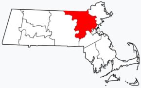 Middlesex County on the map of Massachusetts 2024. Cities, roads ...