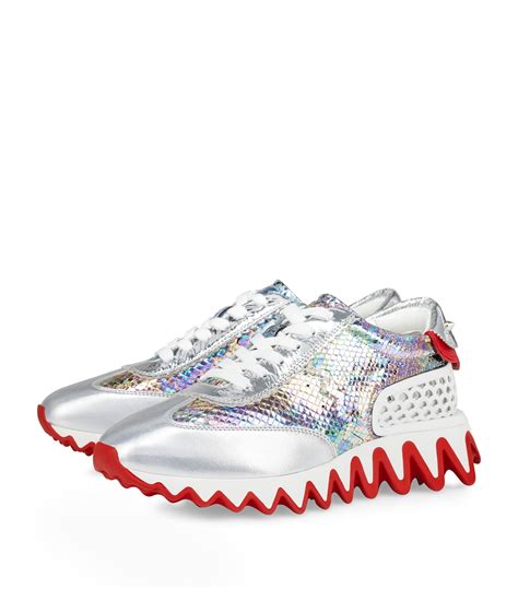 Womens Christian Louboutin Silver Loubishark Donna Leather Sneakers