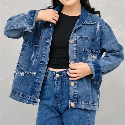 Jual Jaket Oversize Jeans Wanita Jaket Jeans Cewek Model Depan Sobek