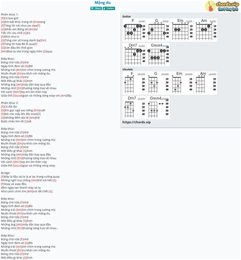 Chord Mộng Du Tab Song Lyric Sheet Guitar Ukulele Chords Vip