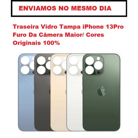 Tampa Traseira Vidro Iphone Pro Furo Da C Mera Maior Cores