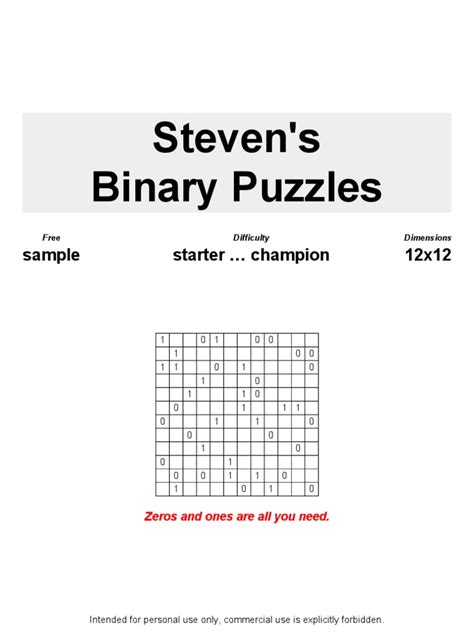 Binary Puzzles Sample | PDF | Applied Mathematics | Theoretical ...