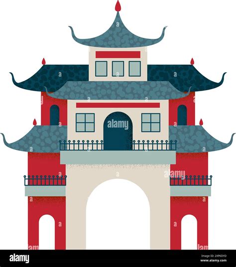 Chinese Building Color Icon Asian Traditional Architecture Stock