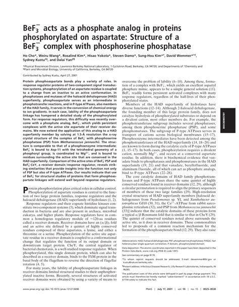 PDF From The Cover BeF3 Acts As A Phosphate Analog In Proteins