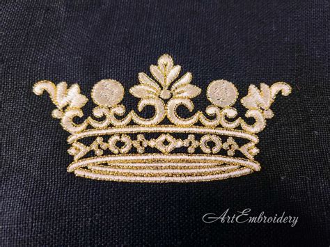 Crown Machine Embroidery Designs Filled And Redwork In Etsy