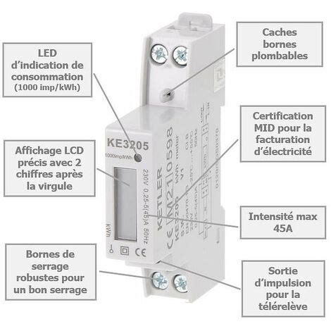 Ke Compteur Lectrique Modulaire Ketler Monophas A