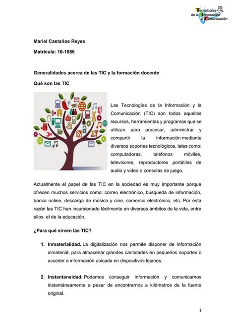 Generalidades Acerca De Las Tic Y La Formacion Docente Pdf