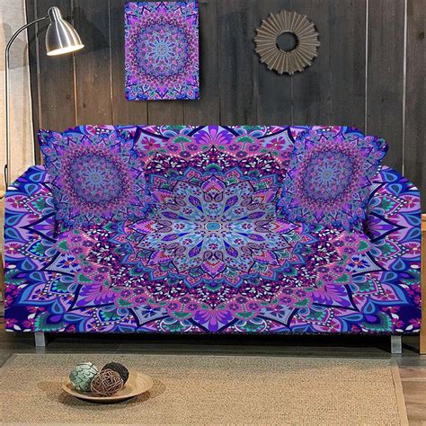 Purple Couch Slipover Bohemian Sofa Cover Eclectic Living - Etsy