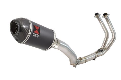 Mt 07 2014 2020 High Level De Cat Exhaust System With 200mm Oval Black Stainless Carbon Tip Silencer