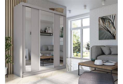 szafa przesuwna  sypialni grecja biala  cm  lustrem outlet