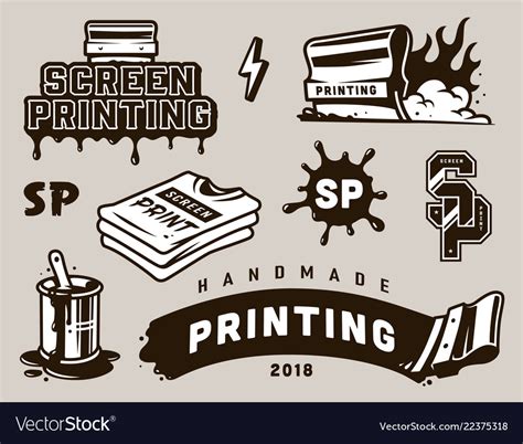 Vintage Screen Printing Elements Composition Vector Image