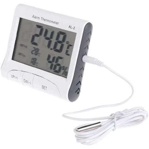 Thermomètre hygromètre numérique lcd avec alarme pour intérieur et