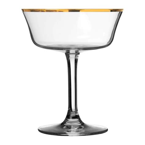 Wholesale Gold Rimmed Champagne Coupe Glass 8 7oz Wine N Gear