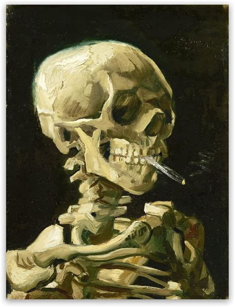 AEFER Vincent Van Gogh Wall Art Skeleton Poster Skull With Cigarette