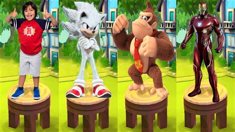 Tag With Ryan Vs Sonic Dash Vs Iron Man Subway Run Vs Donkey Kong