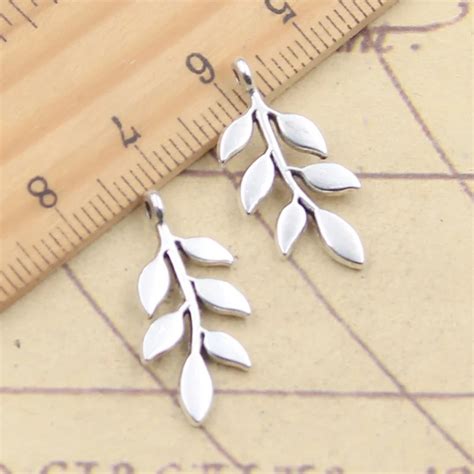 20pcs Charms Tree Branch Leaf 24x11mm Tibetan Silver Color Pendants