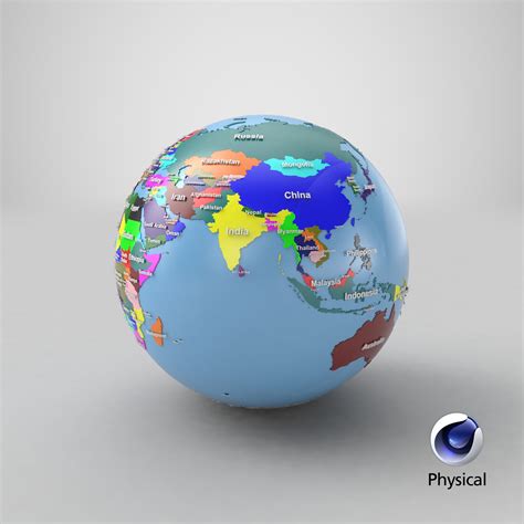 Earth Globe Geopolitical Named 3D Model $199 - .3ds .fbx .max .obj .c4d ...