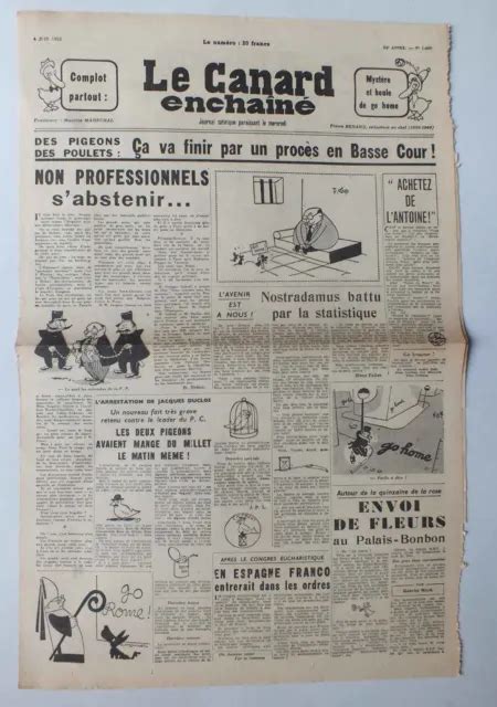 ANCIEN JOURNAL Le Canard Enchaine N 1650 Du 4 Juin 1952 EUR 5 00