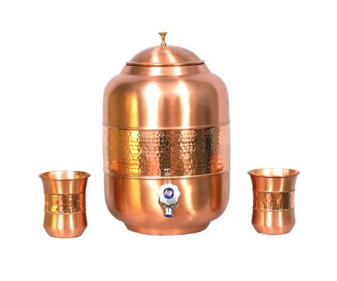 Original Round Copper Water Tank Glass Set Size 35inch Glass Diameter Capacity 300ml