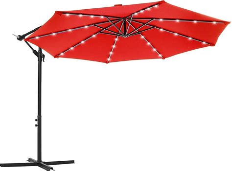 SONGMICS Parasol Met LED Verlichting Op Zonne Energie