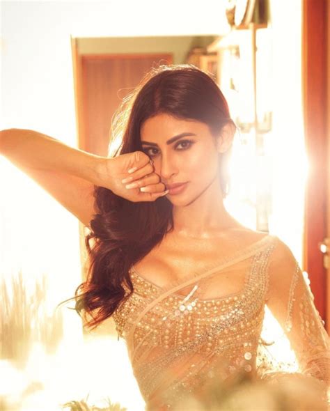 Mouni Roy Slays In A Sheer Golden Saree With A Hot Sleeveless Blouse SEE PICS