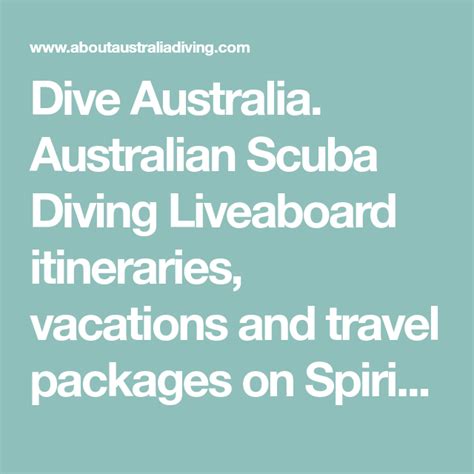 Dive Australia Australian Scuba Diving Liveaboard Itineraries