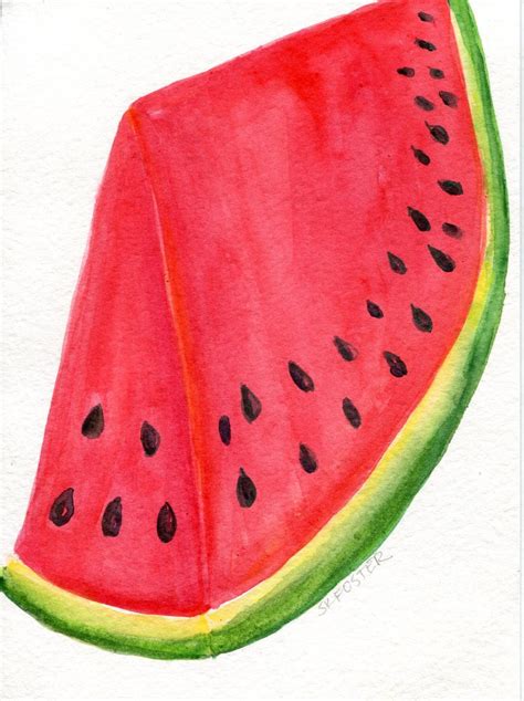 Original 5x7 Watermelon Watercolor Painting Kitchen Wall Art Fruit