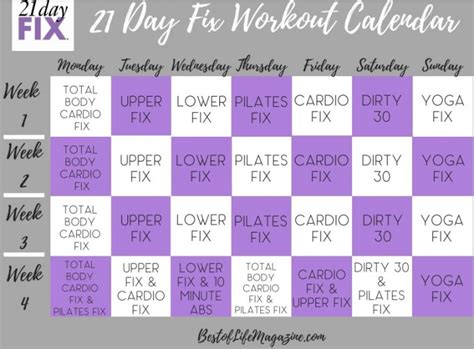 21 Day Fix Workout Order Schedule And Tips For Each Workout