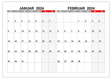 Kalender F R Januar Februar Kalender Su