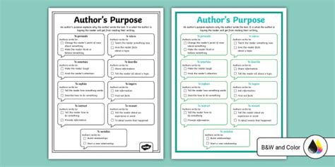 Author S Purpose For Writing Poster L Enseignant A Fait