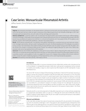 Fillable Online Case Series Monoarticular Rheumatoid Arthritis Fax