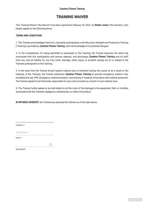 Printable Personal Training Waiver And Release Form Printable Forms