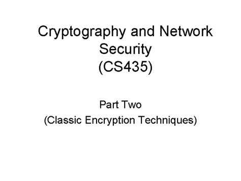 Cryptography And Network Security Cs 435 Part Two