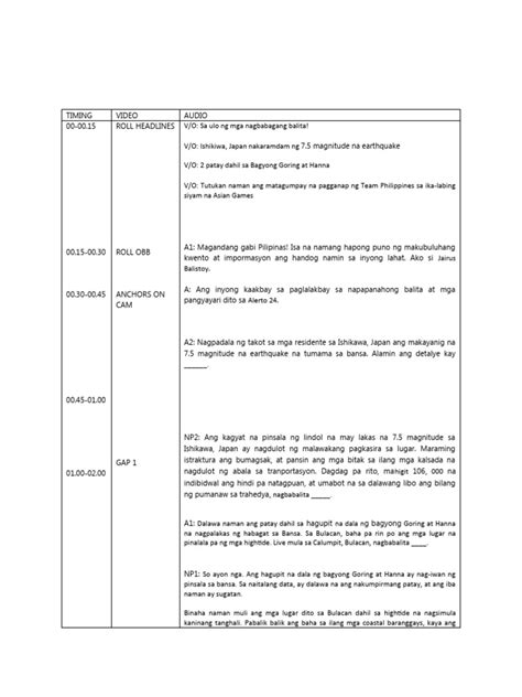 Script News Casting Example Pdf