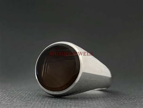 Nat Rlich Schwarzer Onyx Edelstein Mit Sterlingsilber Ring F R