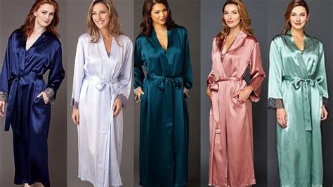 Luxury Silk And Satin Nightwear Sleep Wear Gown With Plus Size Gown