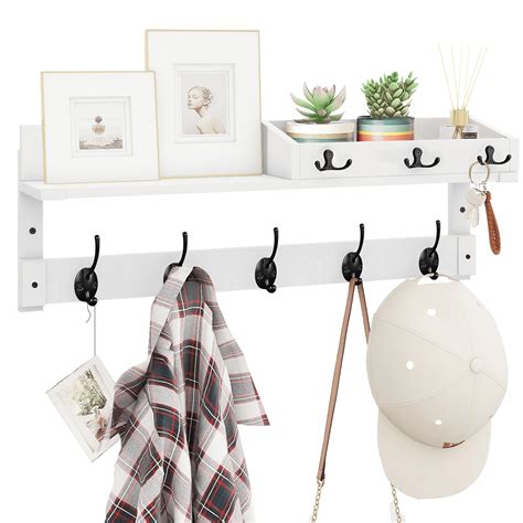 Homode Shelf With Hooks 26 Coat Rack Wall Mount With Shelf Entryway Floating Shelf With Key